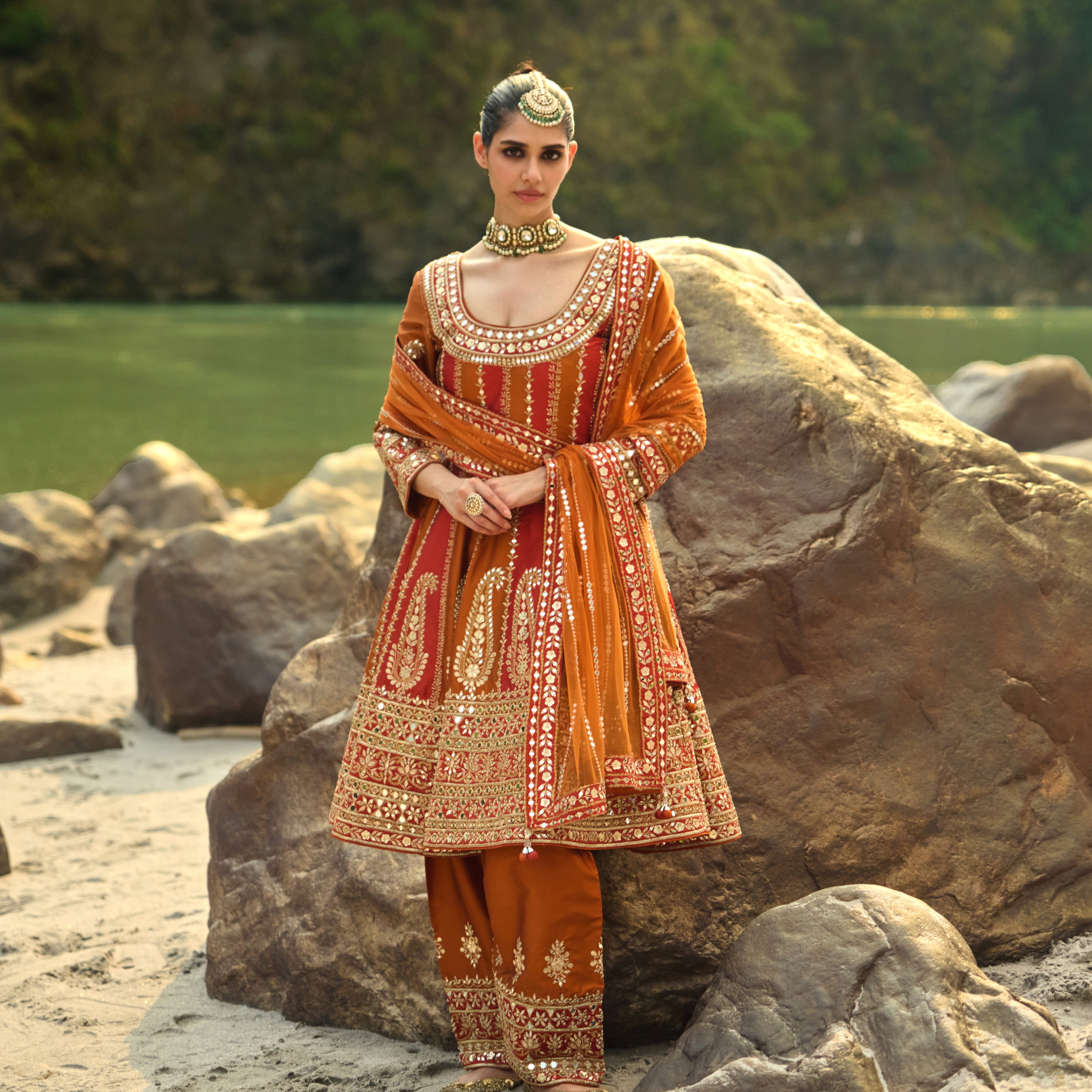 Copper Amber Sharrara Set