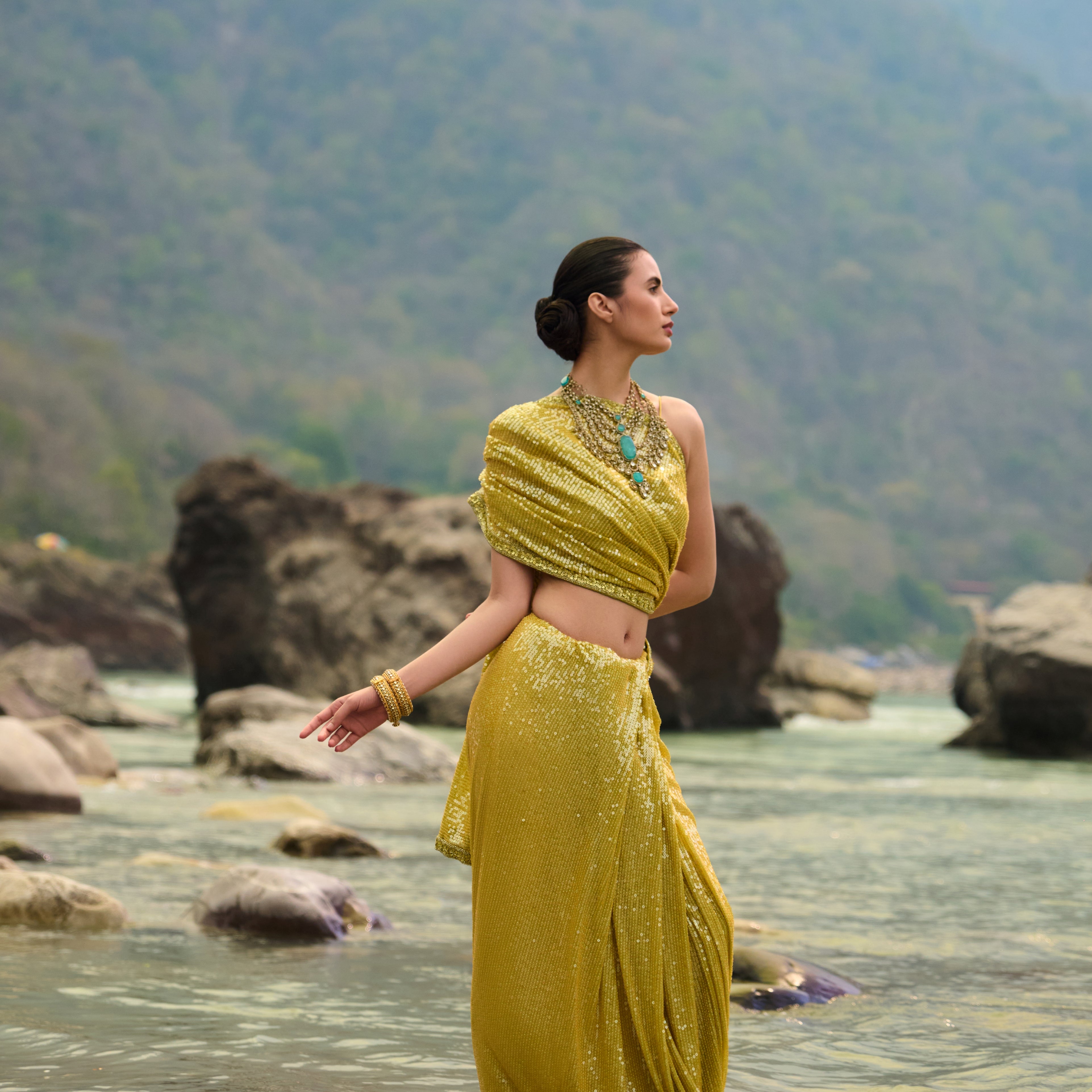 Citrine Glow Saree Set