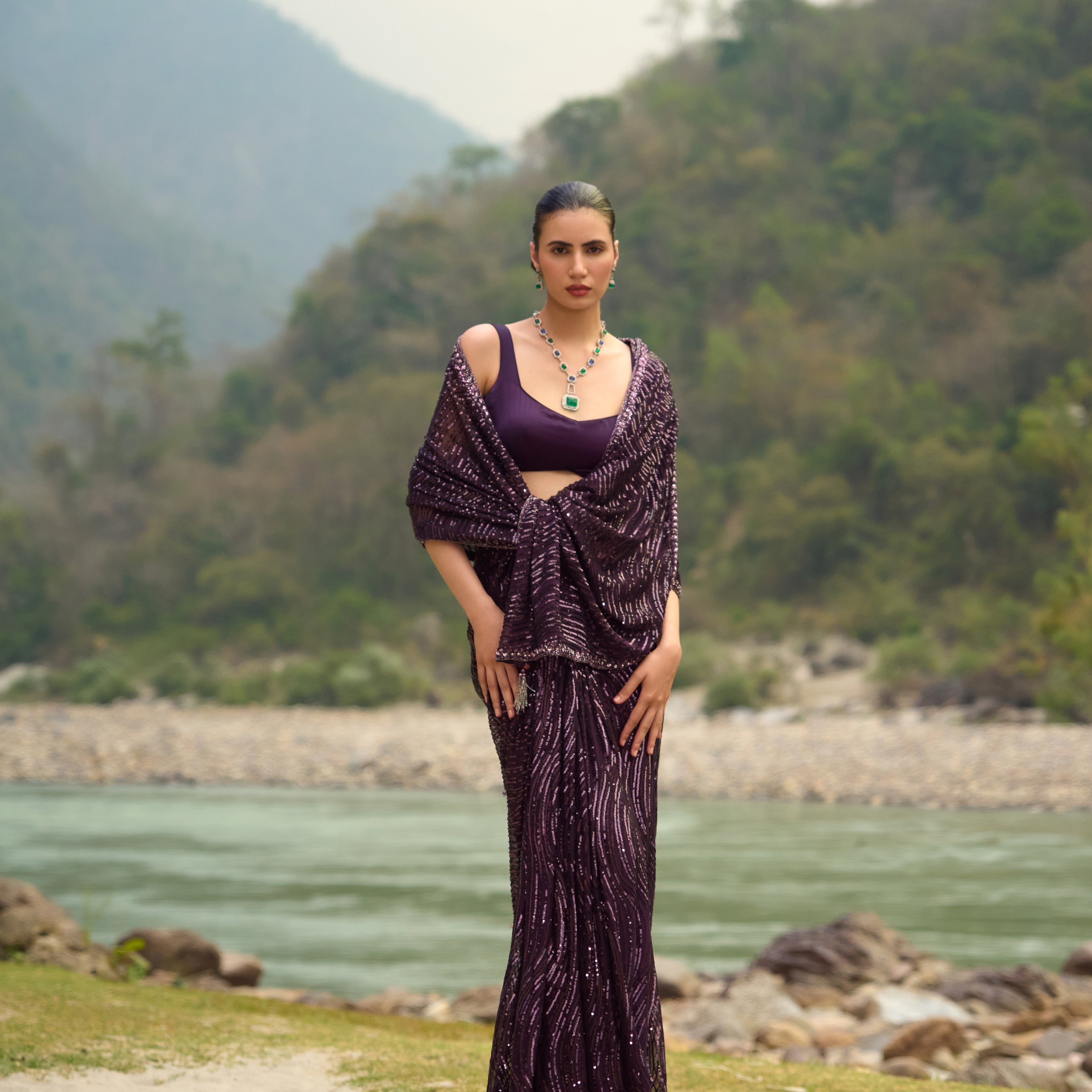 Amethyst Glow Saree Set