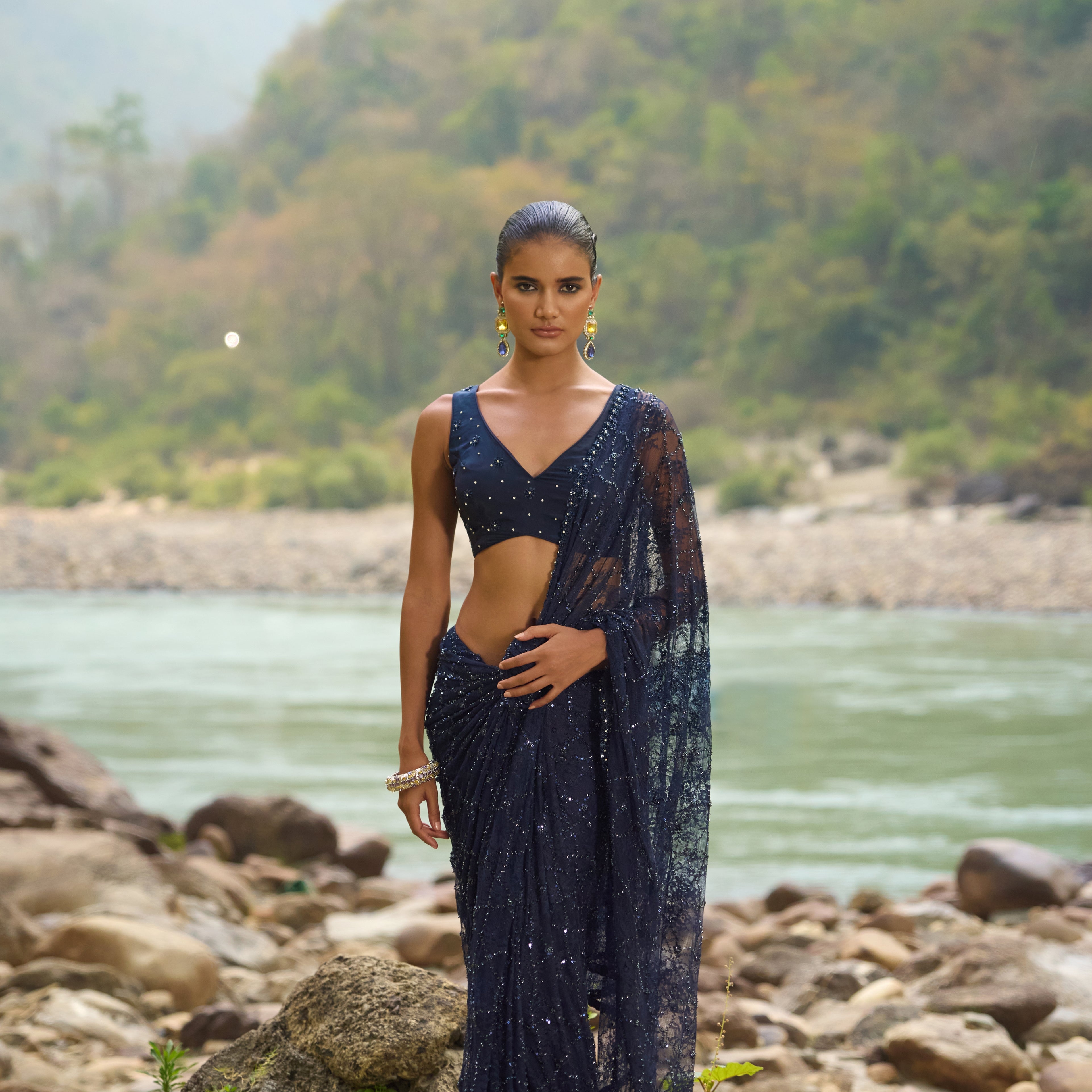 Midnight Blue Reverie Saree Set