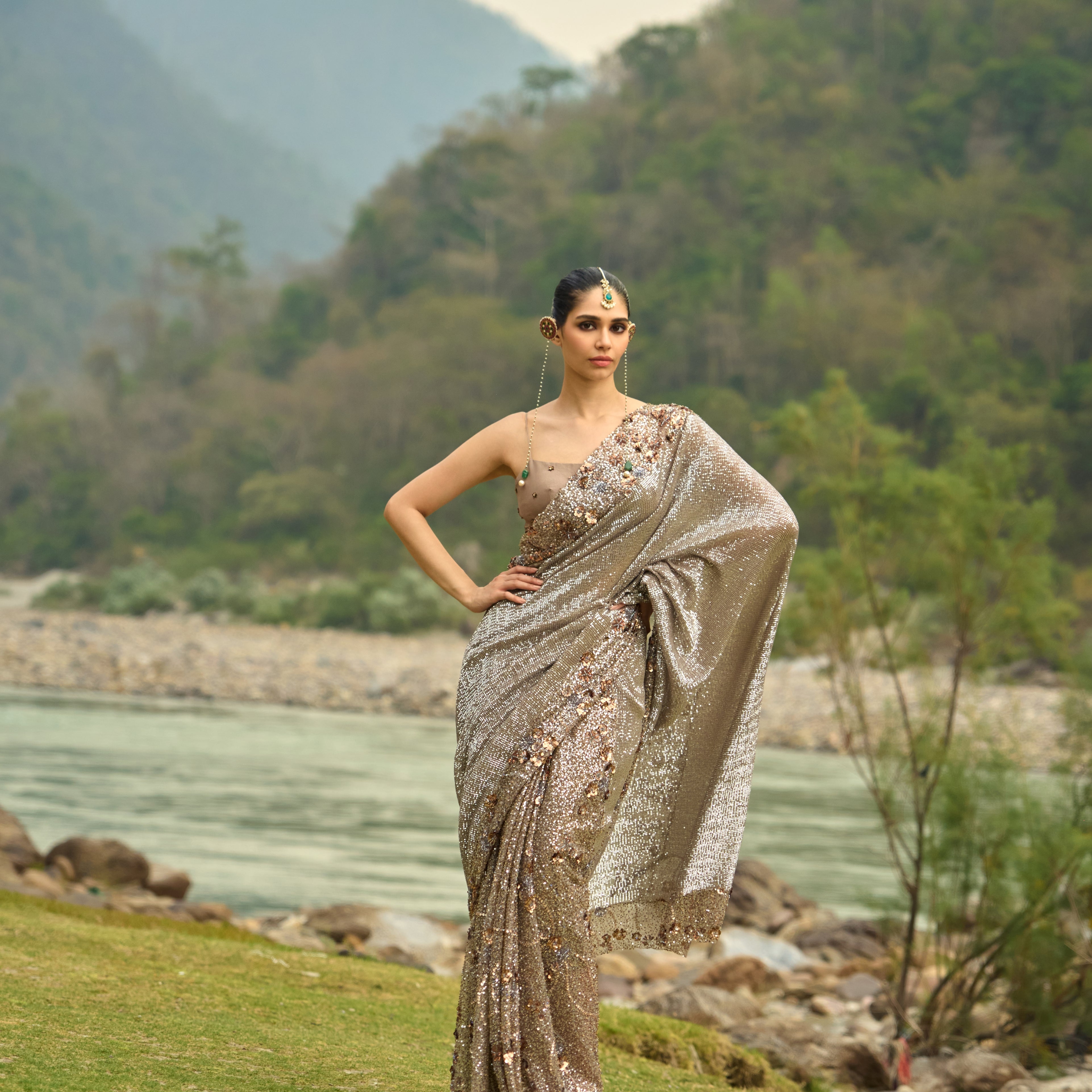 Aureum Sequin Saree Set