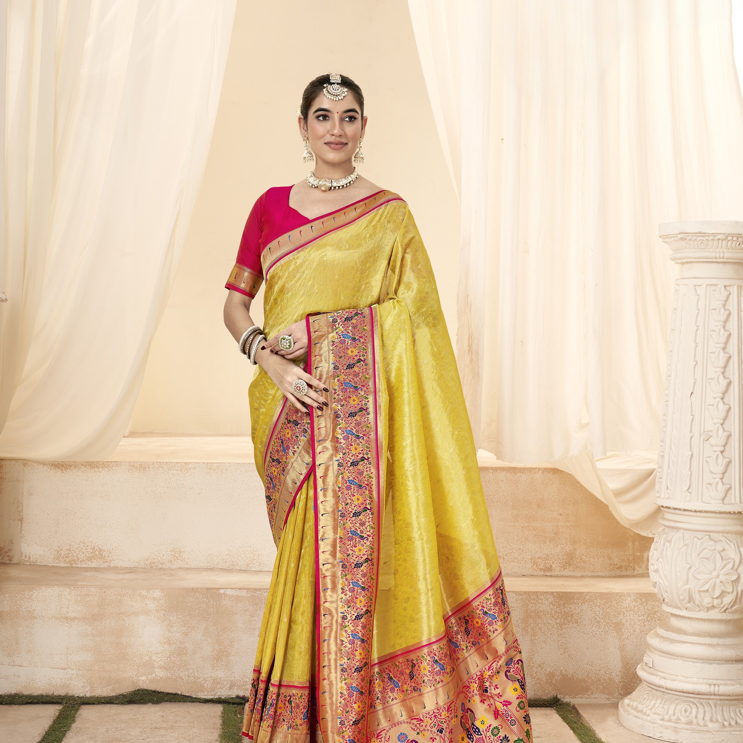Paithani-Style Fusion Banarasi Tissue Silk Saree
