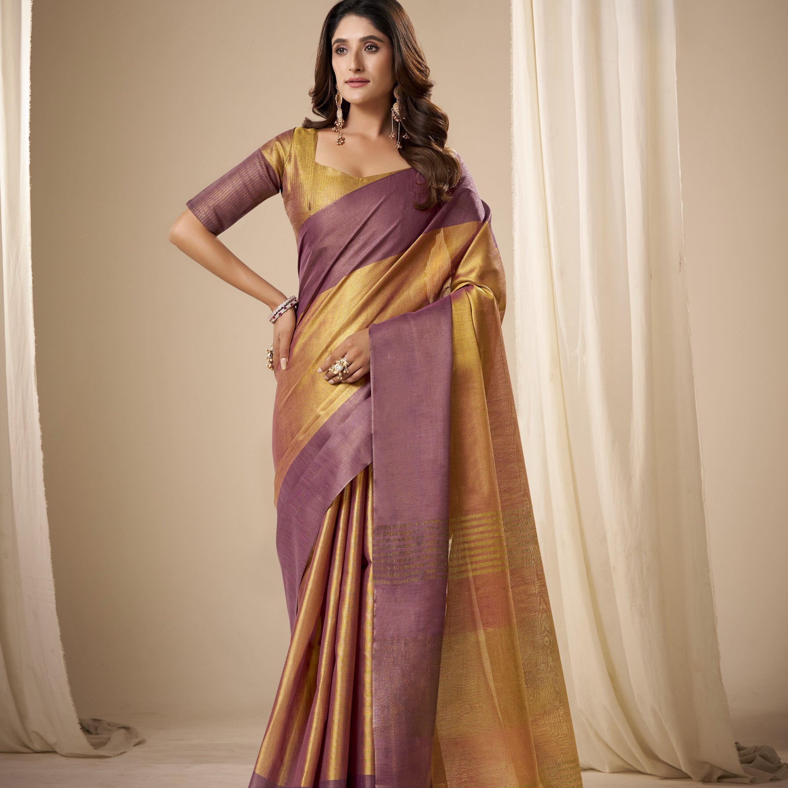 Tissue Silk Saree with a Touch of Zari