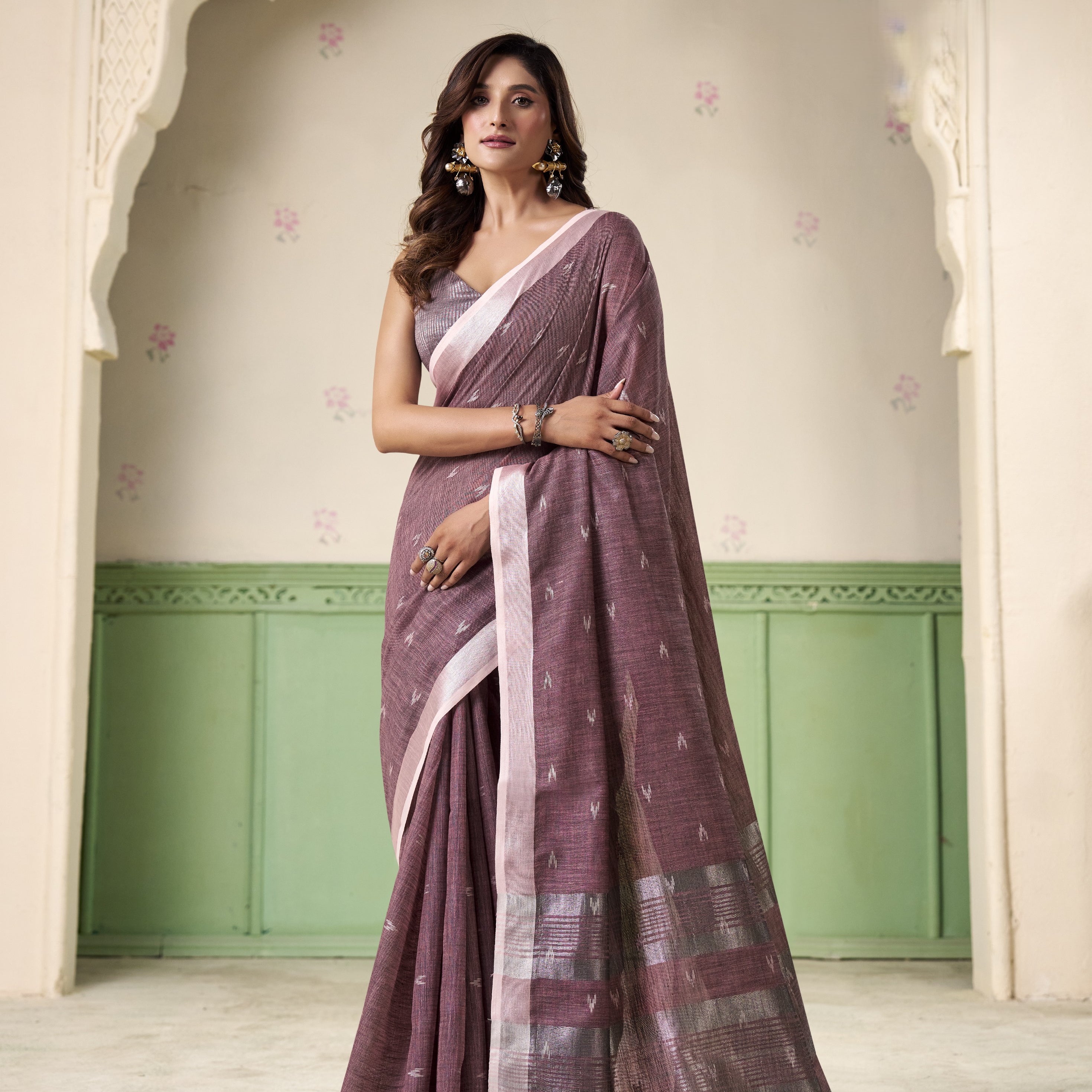 Silk Saree with a Touch of Silver Border