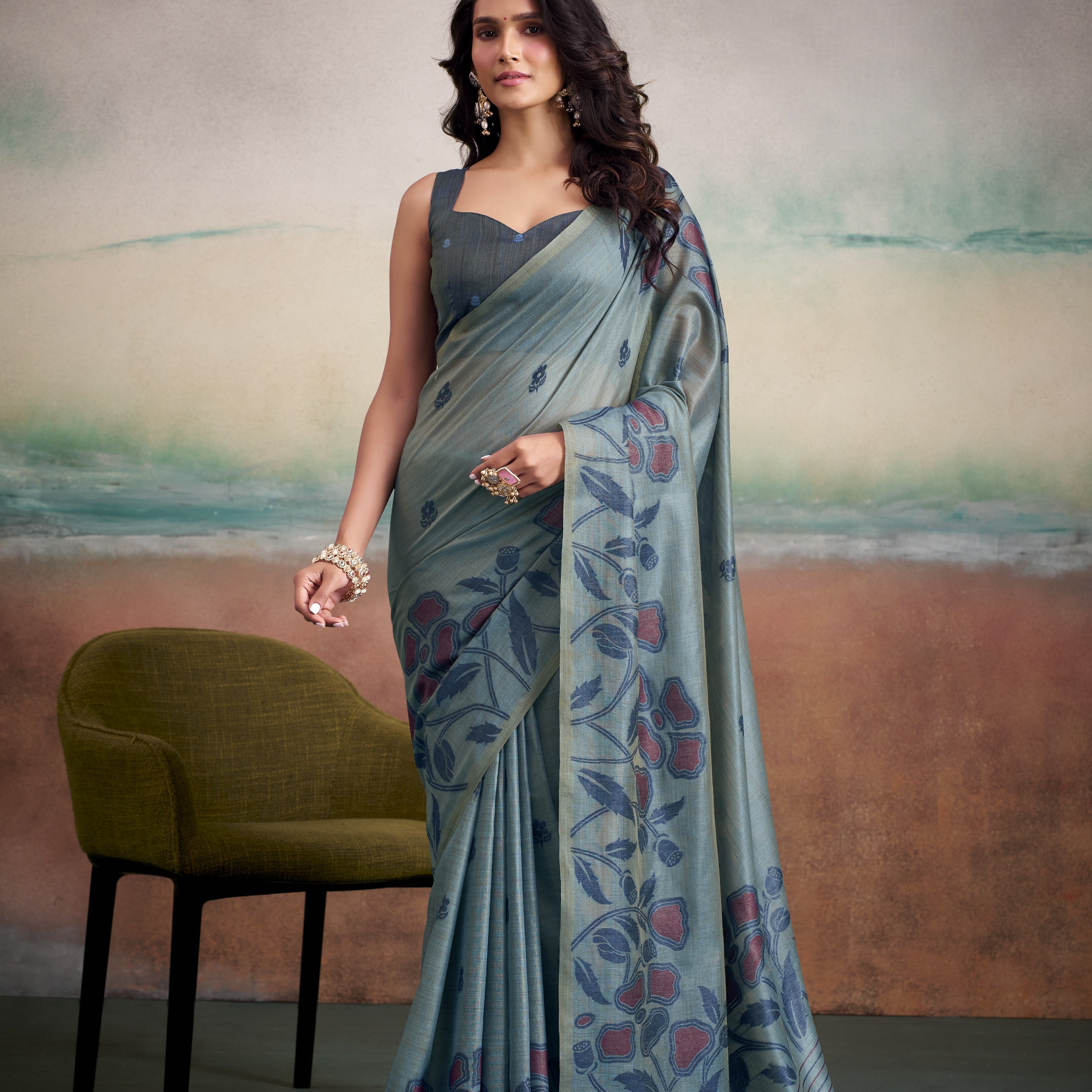 Cotton Saree with a Touch of Floral Print