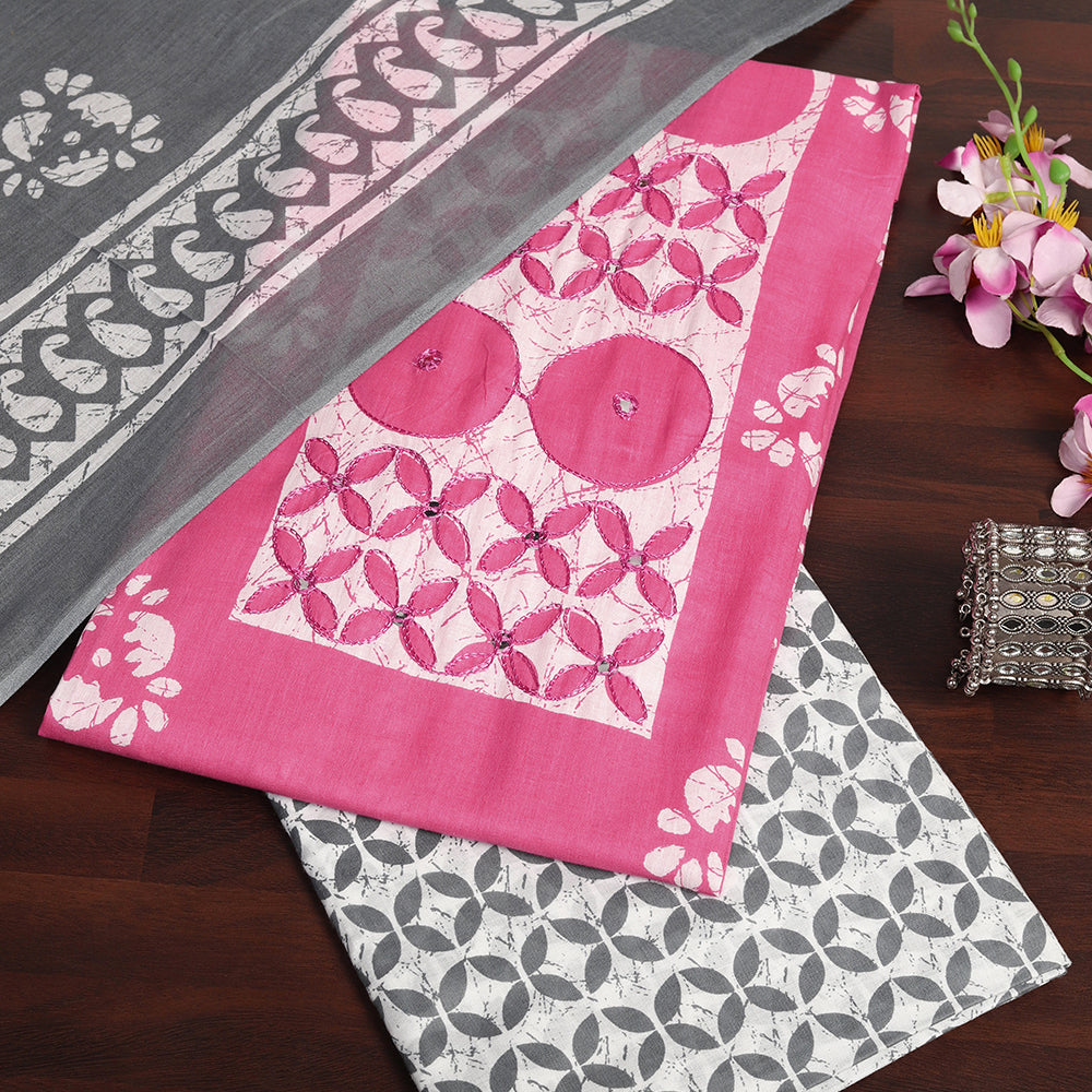 "Timeless Beauty: Cotton Unstitched Suit with Authentic Batik Print"