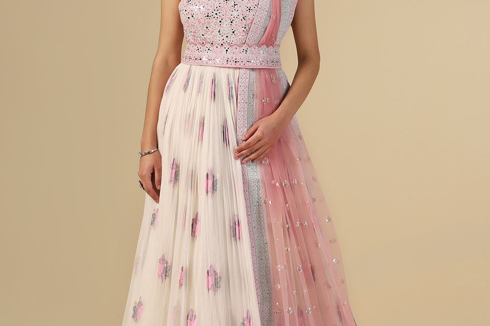 Buy Elegance Off-White Anarkali Gown Online