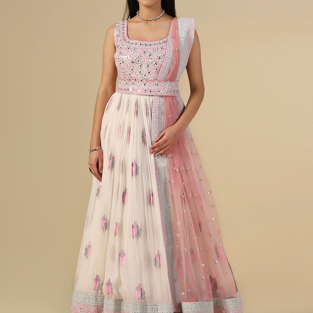 Buy Elegance Off-White Anarkali Gown Online