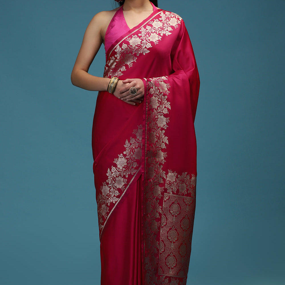 SATIN ZARI BORDER SAREE