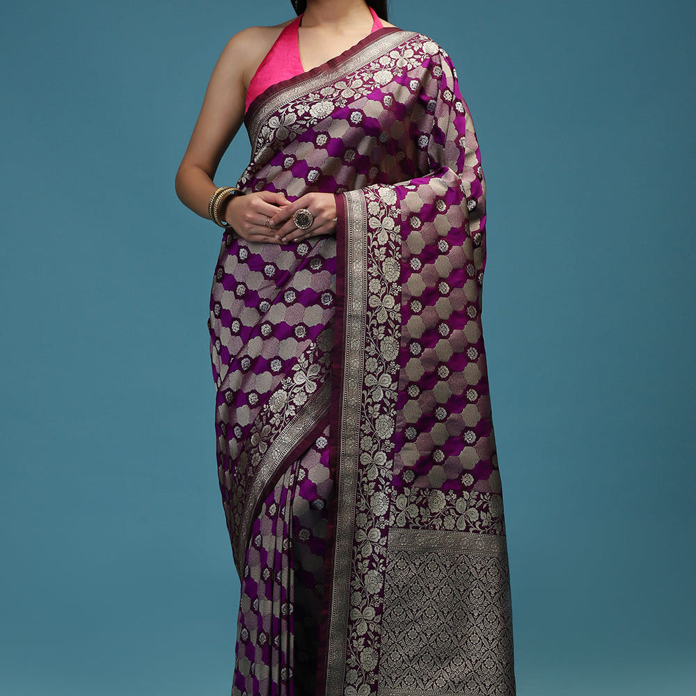 SATIN ZARI BORDER SAREE