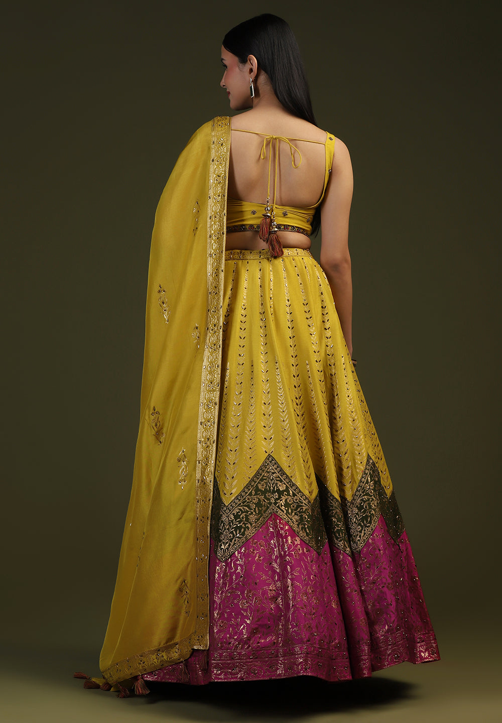 Buy Mustard Readymade Lehenga Set