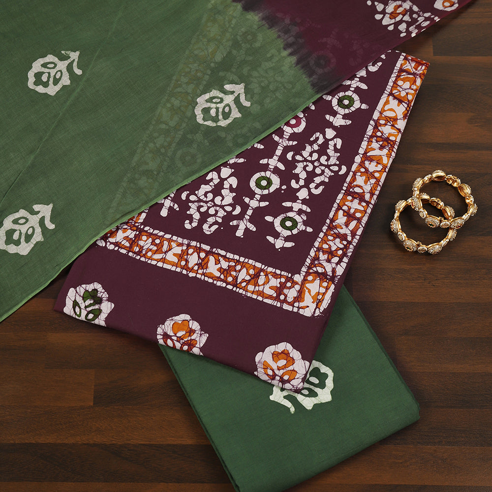 Batik Print Cotton Unstitched Suit Set