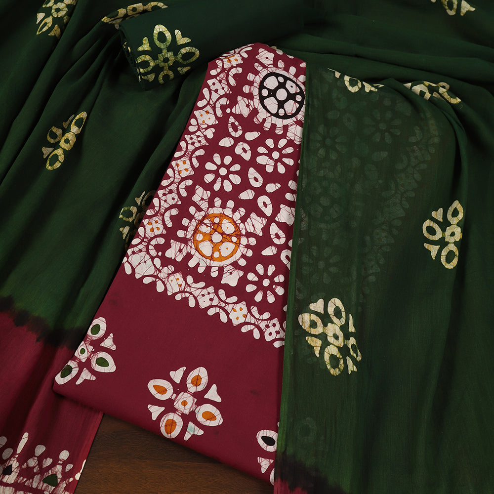 Batik Print Cotton Unstitched Suit Set