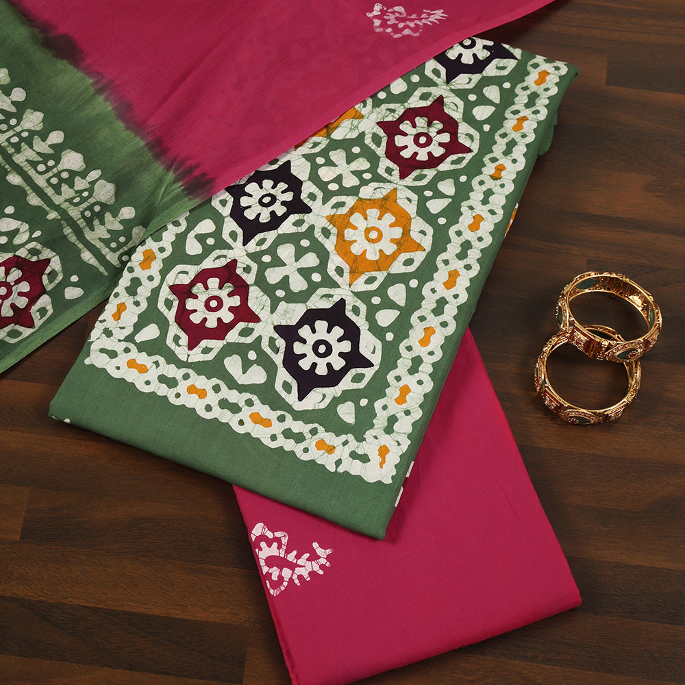 Batik Print Cotton Unstitched Suit Set