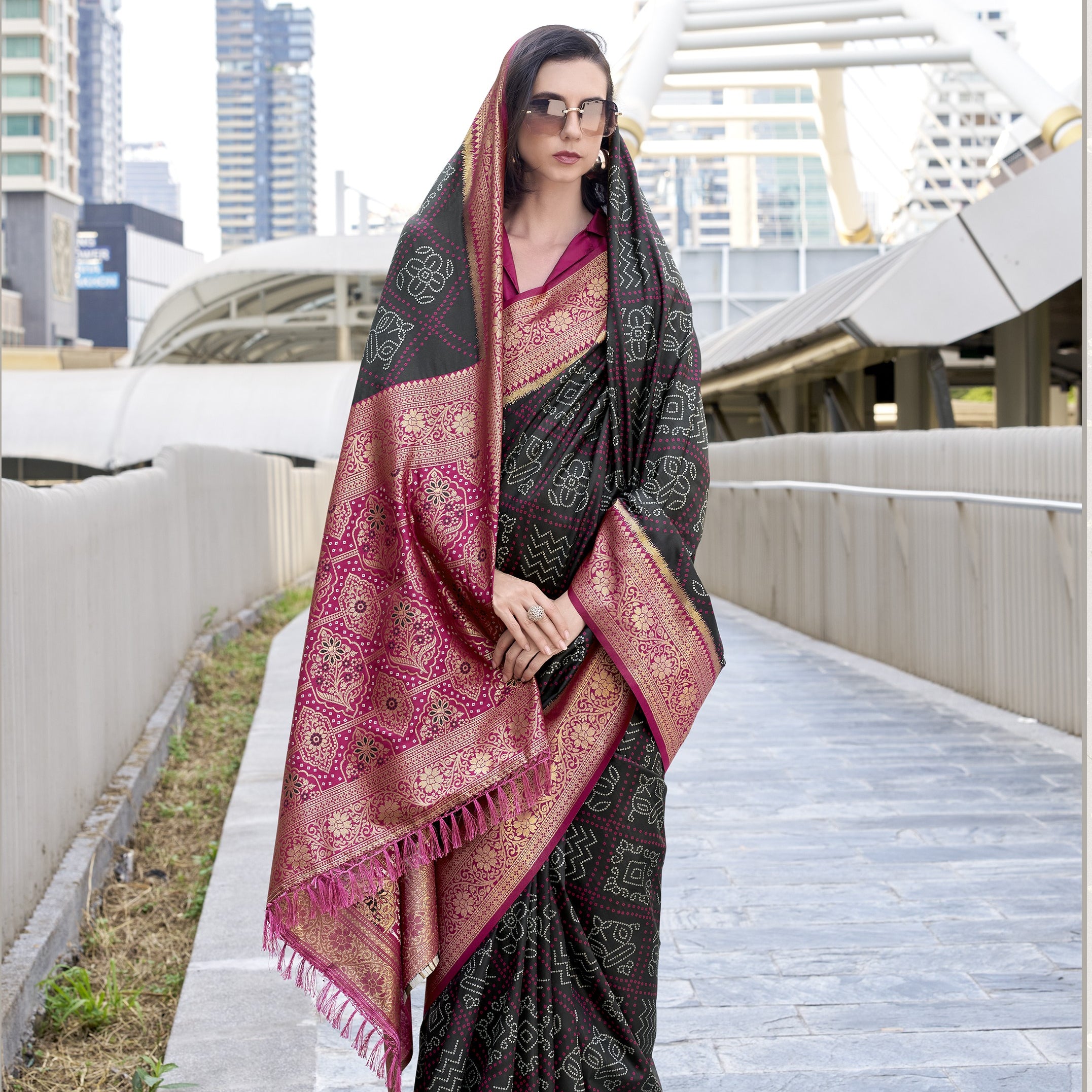 Banarasi Silk with Golden Zari Grandeur