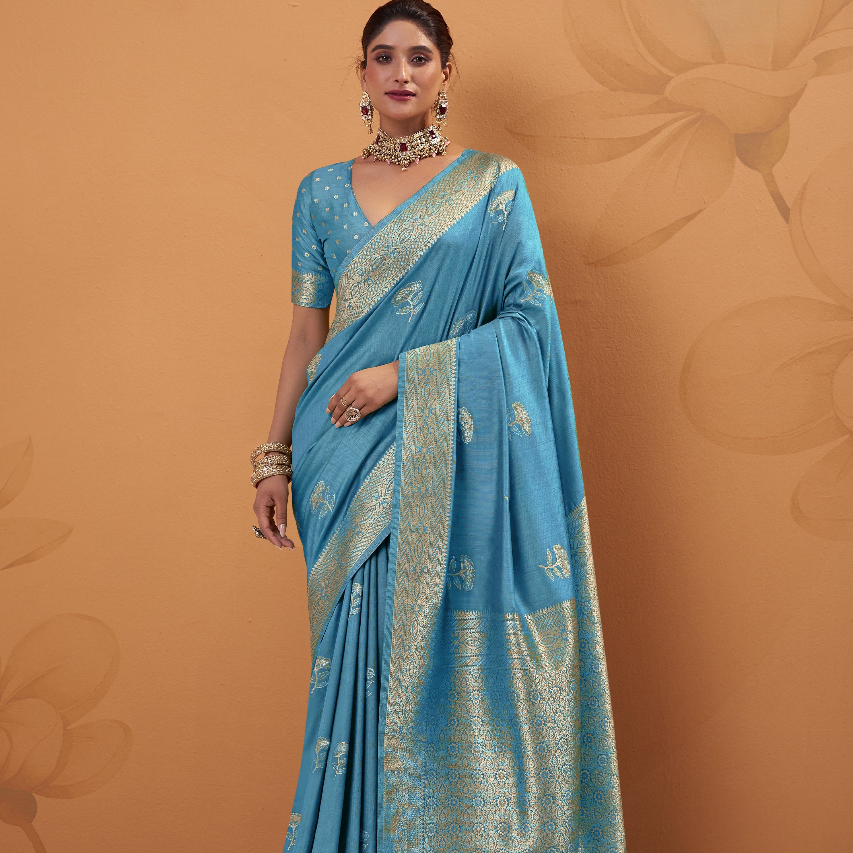 Royal Silk Saree with Exquisite All-Over Zari