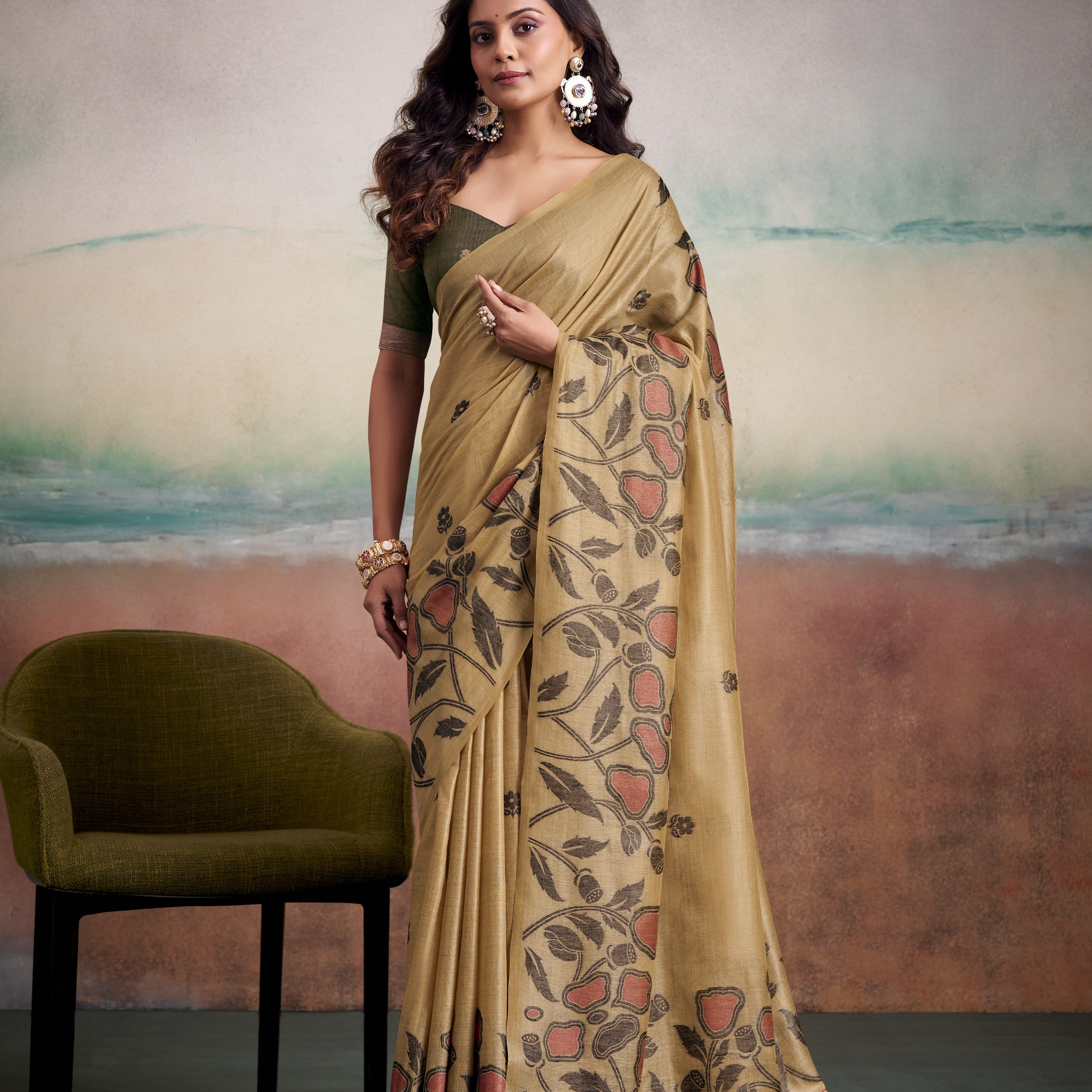 Cotton Saree with a Touch of Floral Print