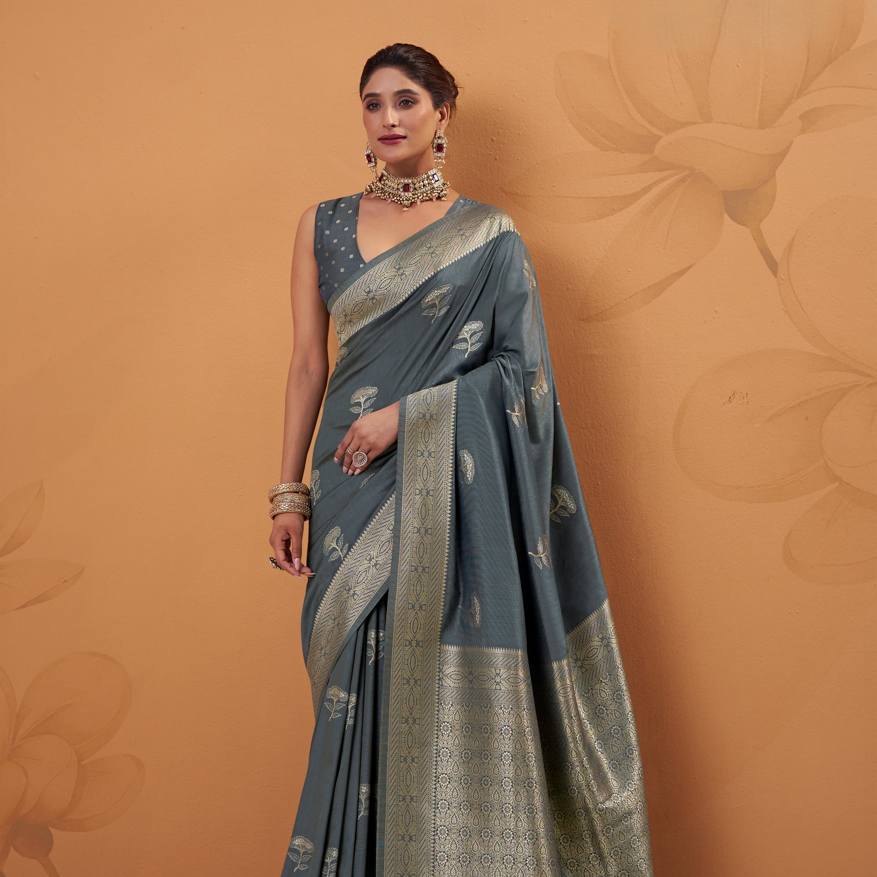 Royal Silk Saree with Exquisite All-Over Zari