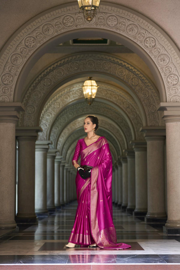 Draped in Royalty: Banarasi Silk with Golden Zari Grandeur