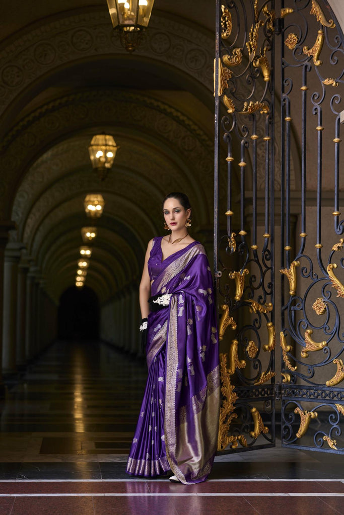 Draped in Royalty: Banarasi Silk with Golden Zari Grandeur