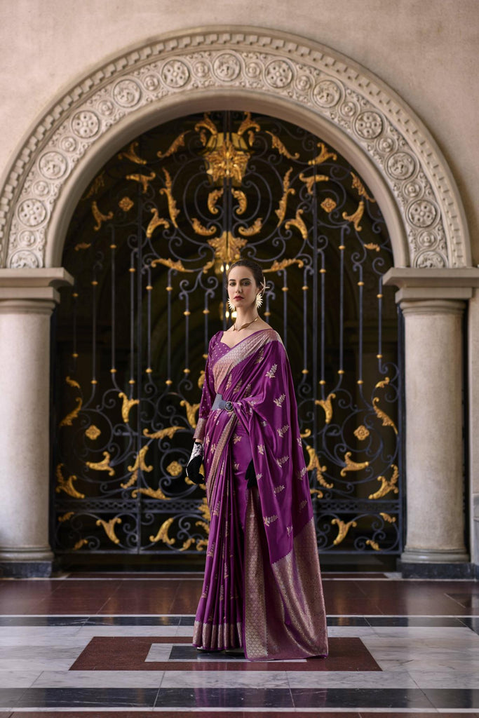 Draped in Royalty: Banarasi Silk with Golden Zari Grandeur