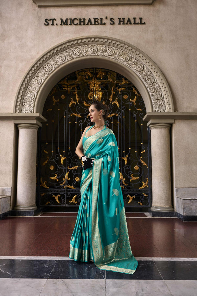 Draped in Royalty: Banarasi Silk with Golden Zari Grandeur