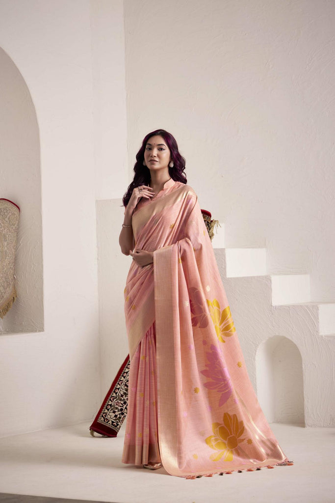 Woven Cotton Saree with Classic Zari Border