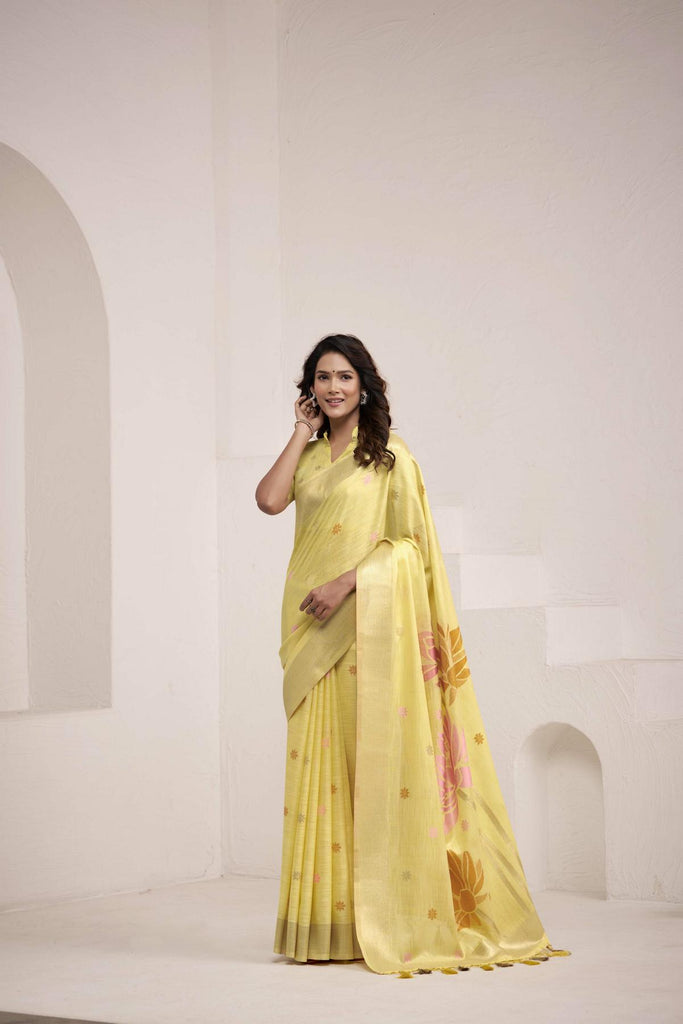 Woven Cotton Saree with Classic Zari Border