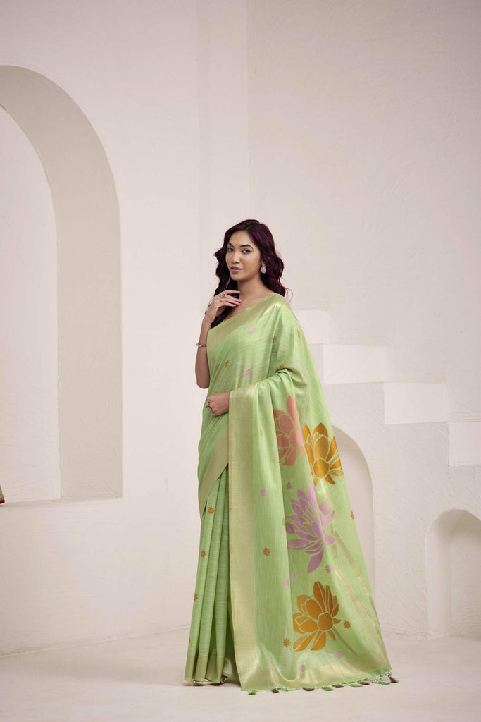 Woven Cotton Saree with Classic Zari Border