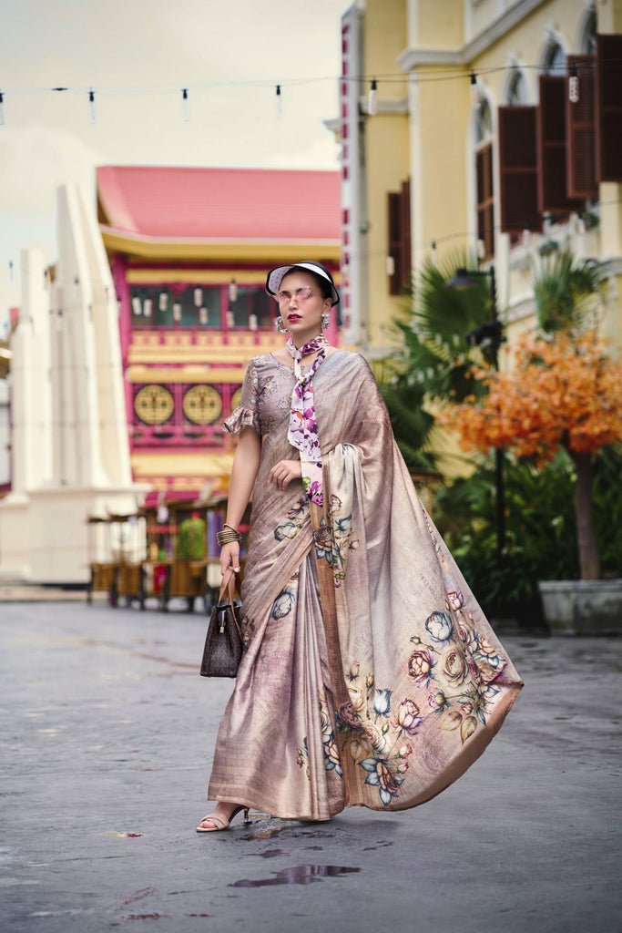 Multi Printed Satin Crepe Saree