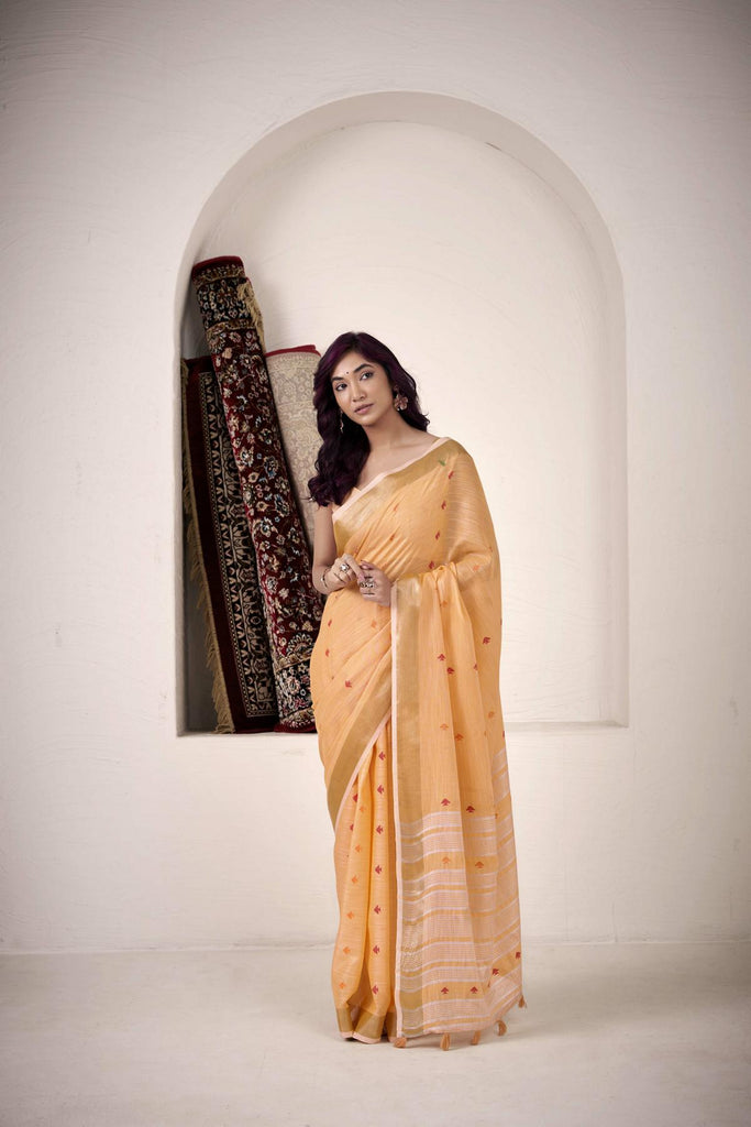 Linen Saree with a Touch of Zari
