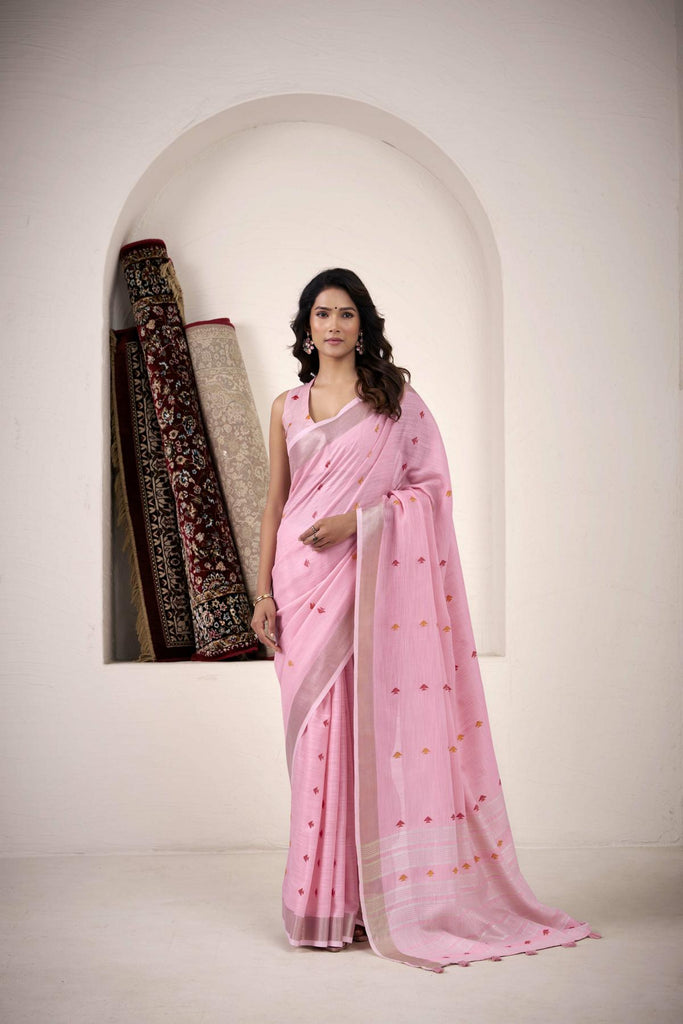 Linen Saree with a Touch of Zari