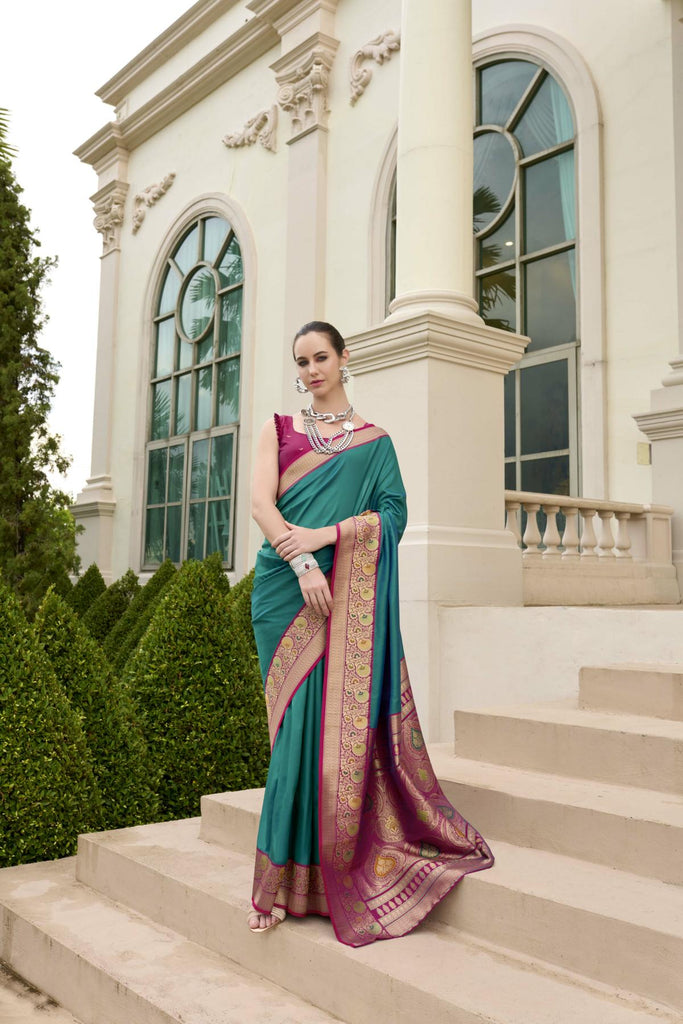 Draped in Royalty: Banarasi Silk with Golden Zari Grandeur