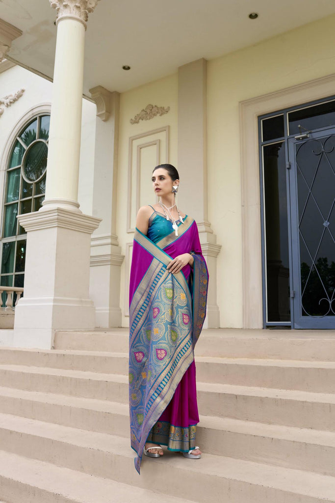 Draped in Royalty: Banarasi Silk with Golden Zari Grandeur