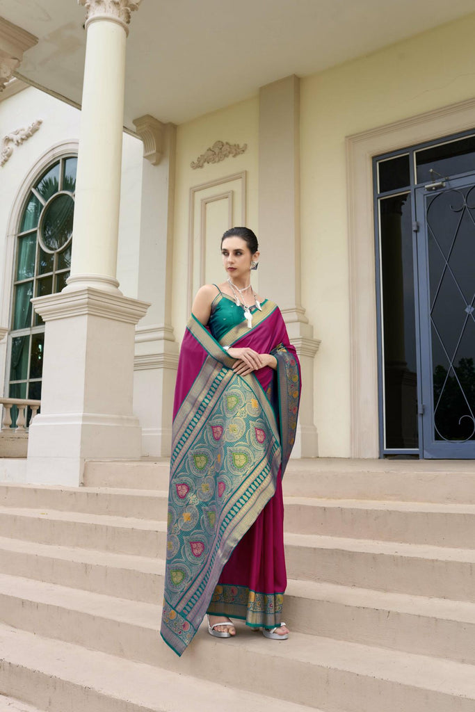 Draped in Royalty: Banarasi Silk with Golden Zari Grandeur