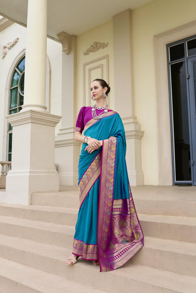 Draped in Royalty: Banarasi Silk with Golden Zari Grandeur