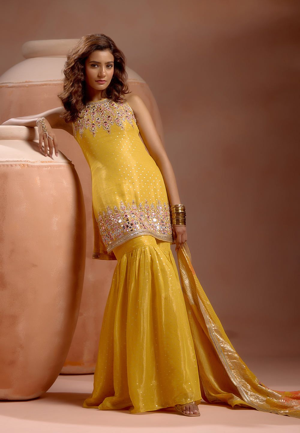 Yellow Sharara Set