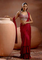 Red Crepe Saree Online
