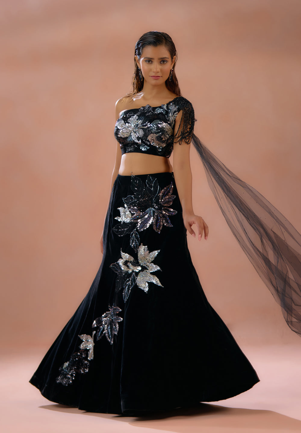Black Velvet Lehenga Online