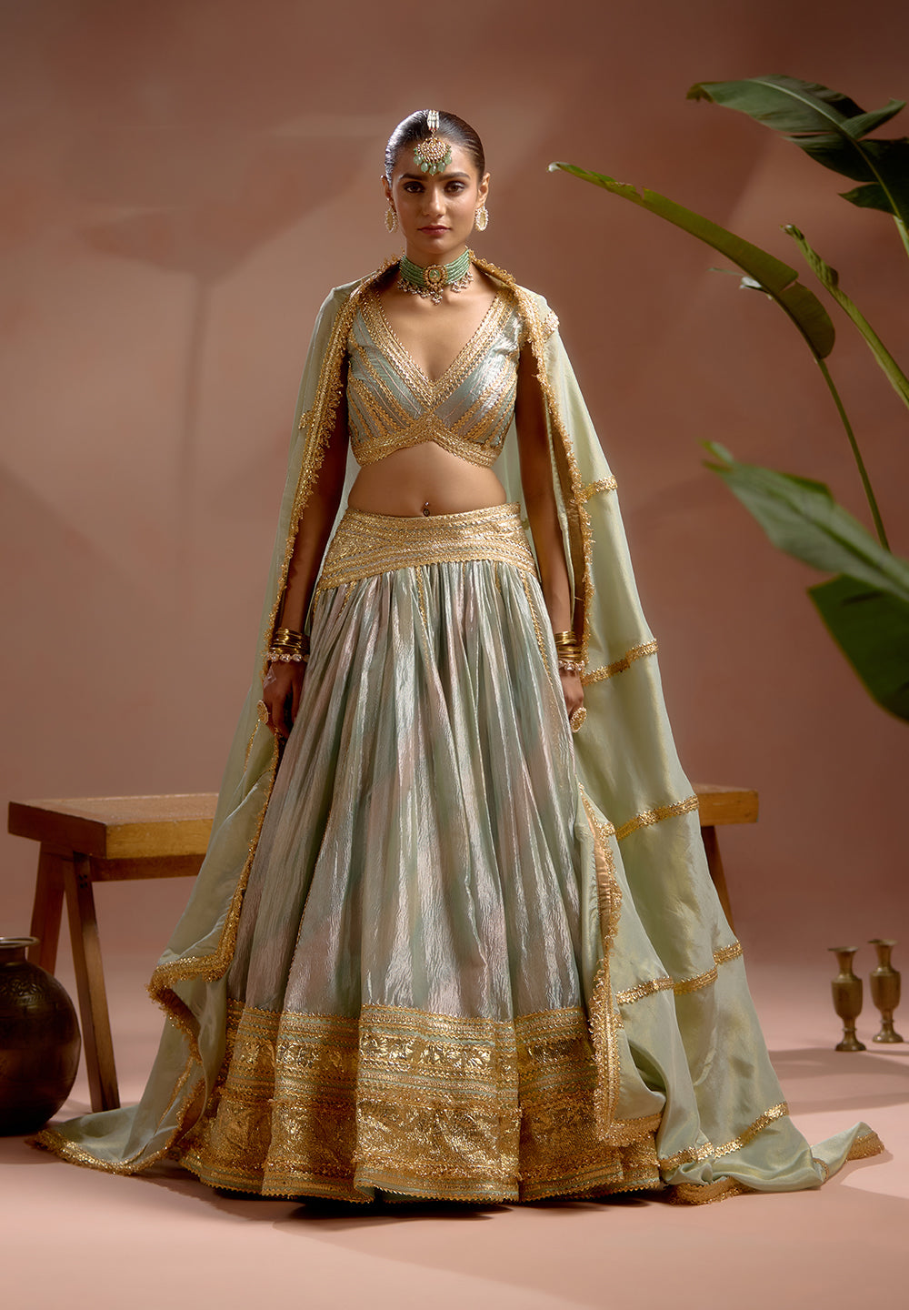 Lightgrey Handcrafted Lehenga