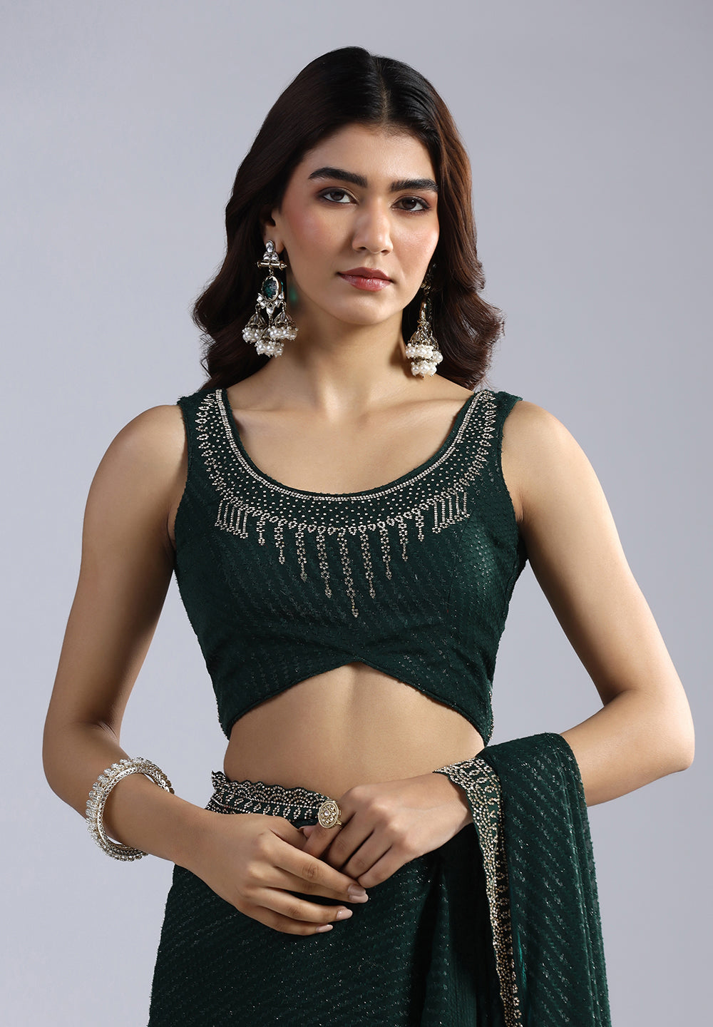 Saree with stylish blouse