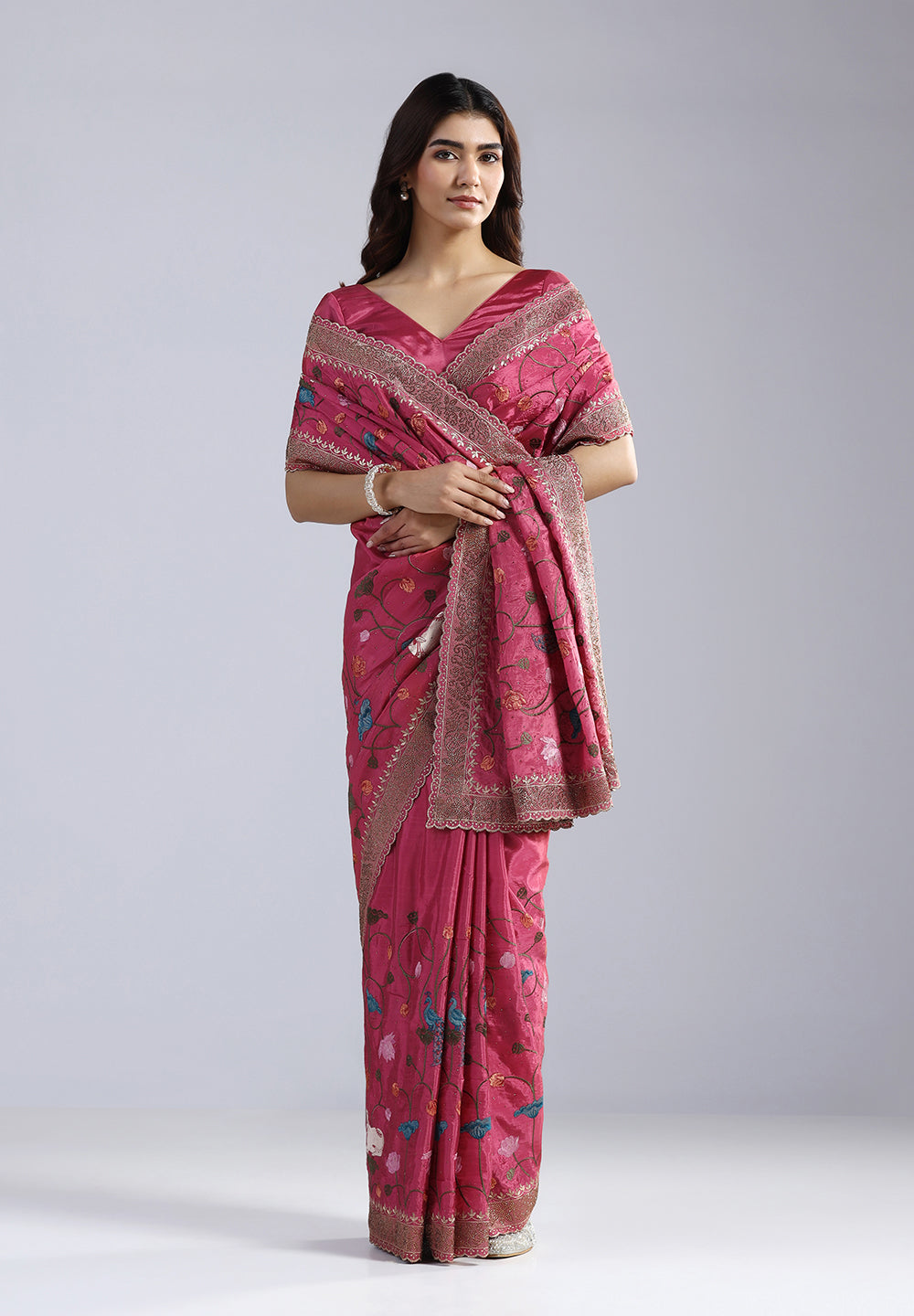 Organza Saree with Pichwai-Inspired Hand Embroidery