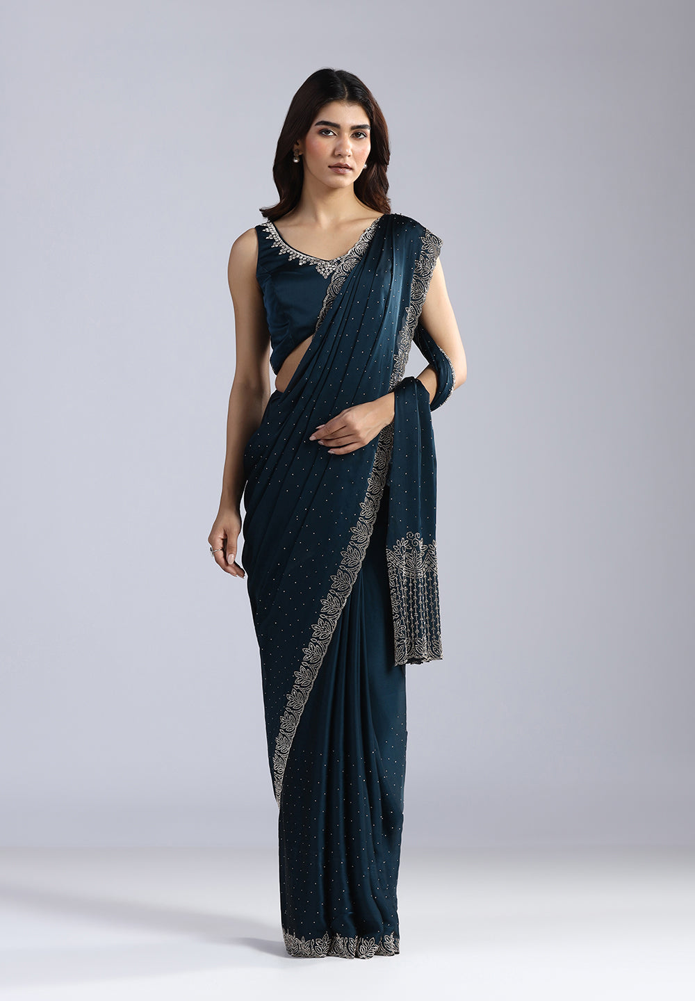 Crepe Saree with Exquisite Swarovski Work
