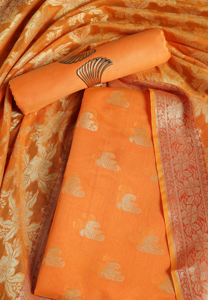 Banarasi Zari Work Suit with Art Silk Dupatta