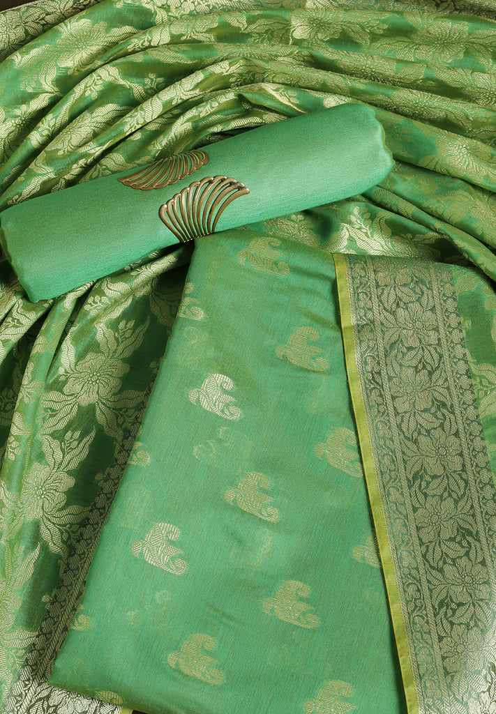 Banarasi Zari Work Suit with Art Silk Dupatta