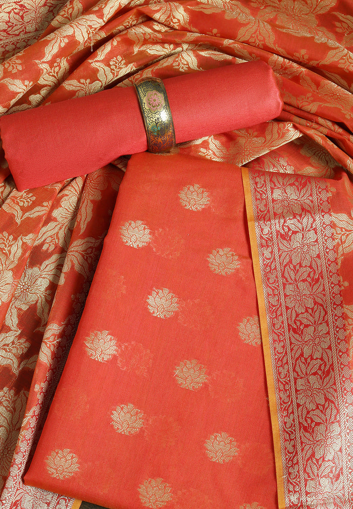 Banarasi Zari Work Suit with Art Silk Dupatta