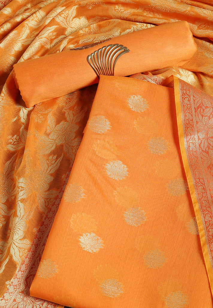 Banarasi Zari Work Suit with Art Silk Dupatta