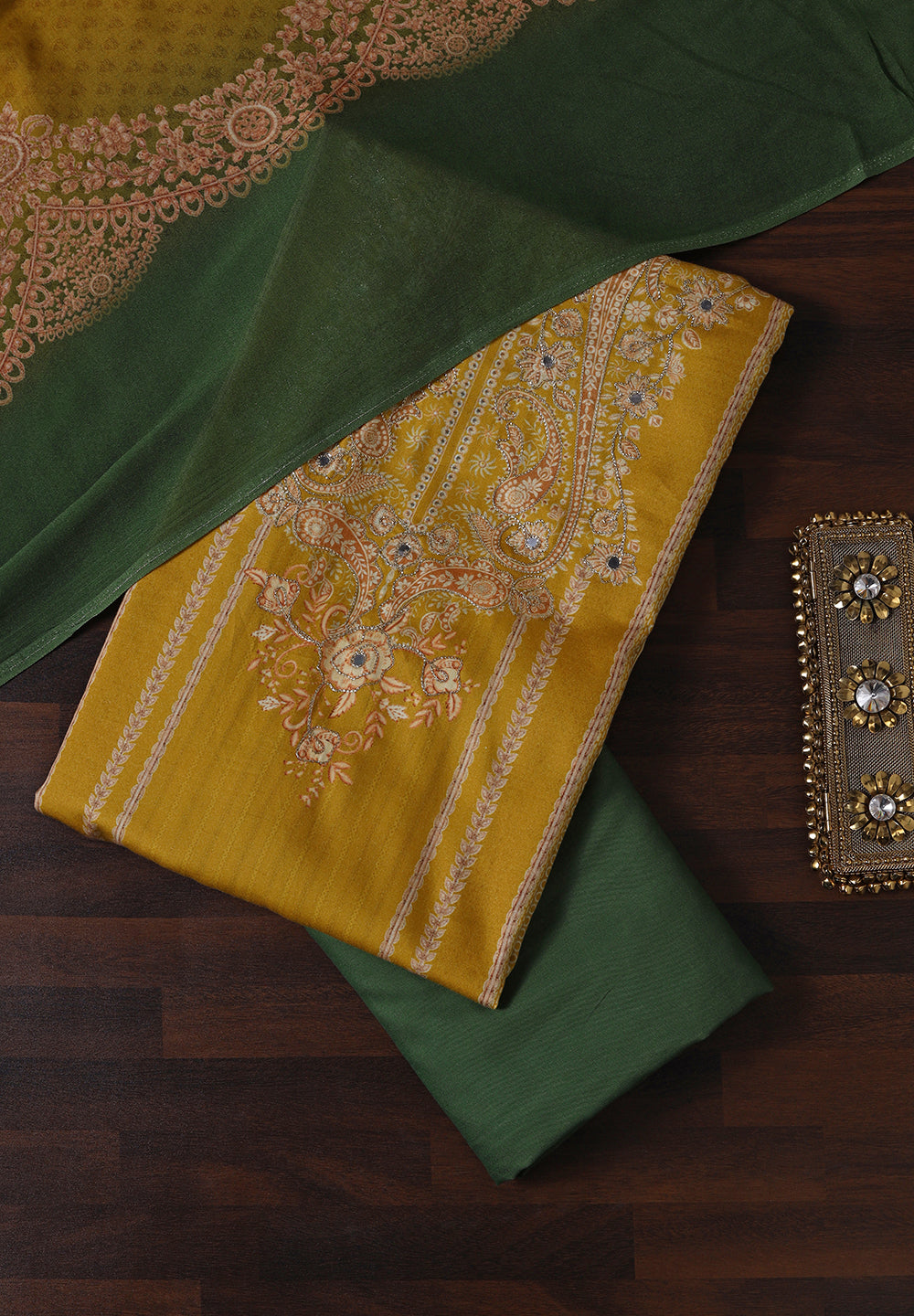 Muslin Fabric Unstitched Suit with Intricate Kasab Embroidery