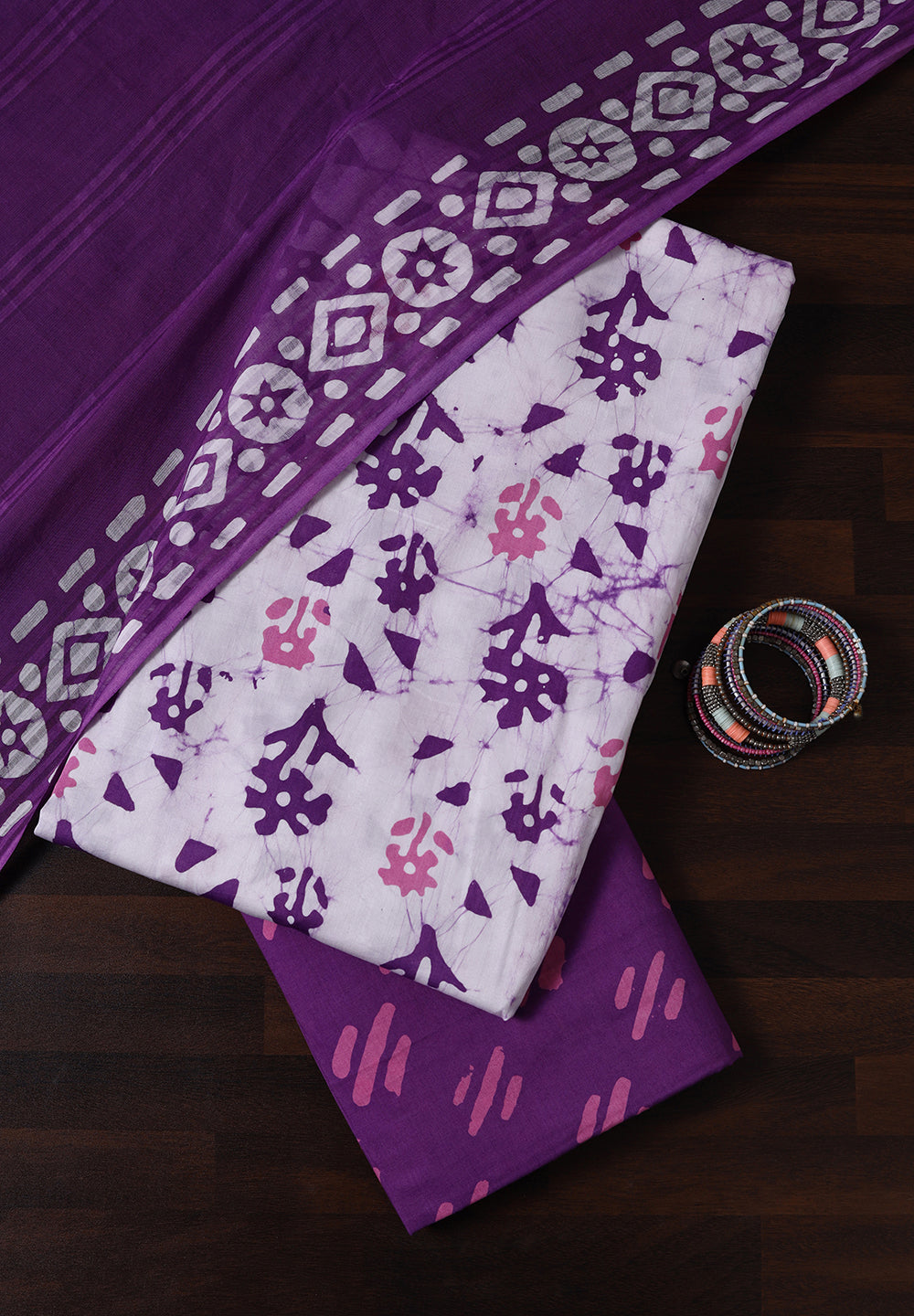 Batik Print Cotton Unstitched Suit