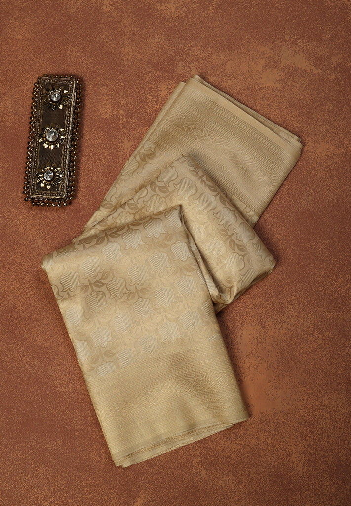 Gold Banarsi Silk Saree for Women